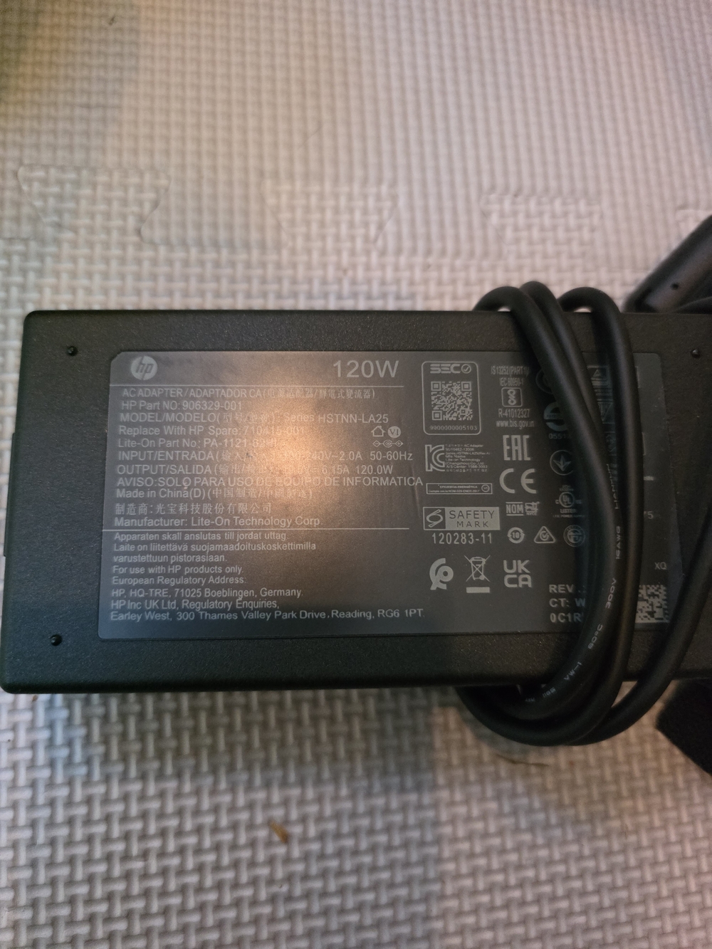 HP 120W Black Laptop AC Adapter Power Supply